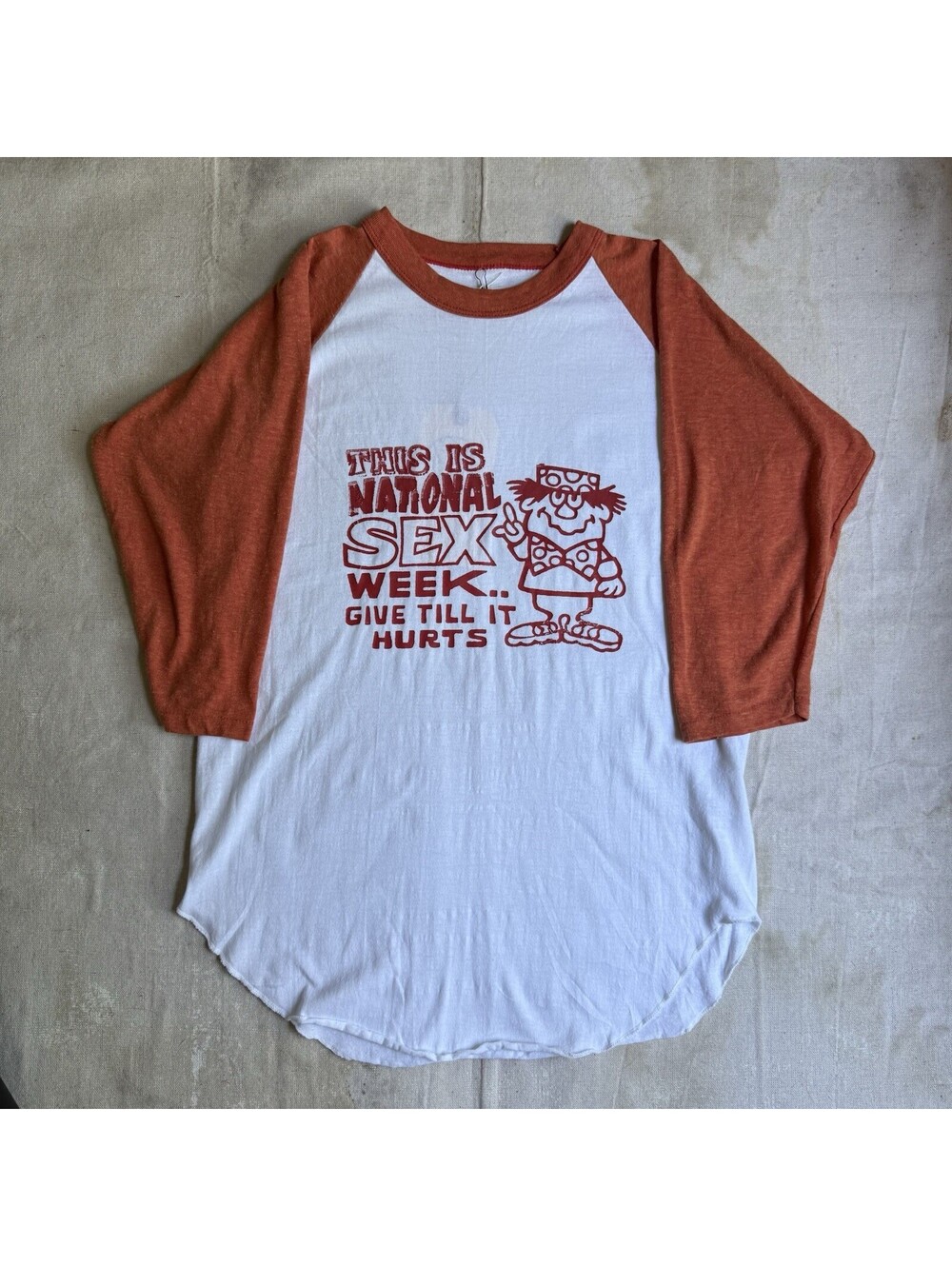 Vintage 70s National Seg Week Dirty Comedy Funny Raglan T-Shirt Size Medium